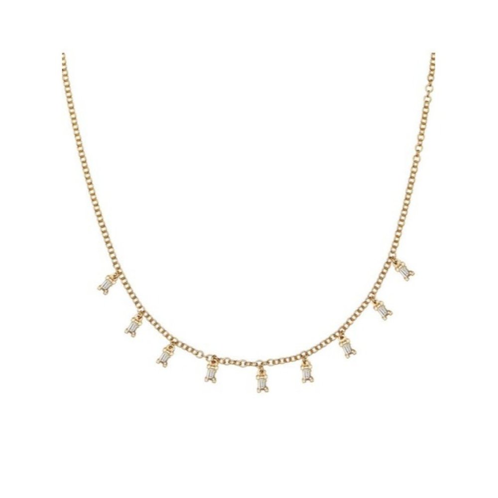 ILEANA MAKRI 18k Yellow Gold & Diamond  Baguette Charm Necklace